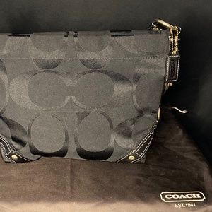 NWOT | Coach Carly Handbag, Signature Logo Jacquard | Black